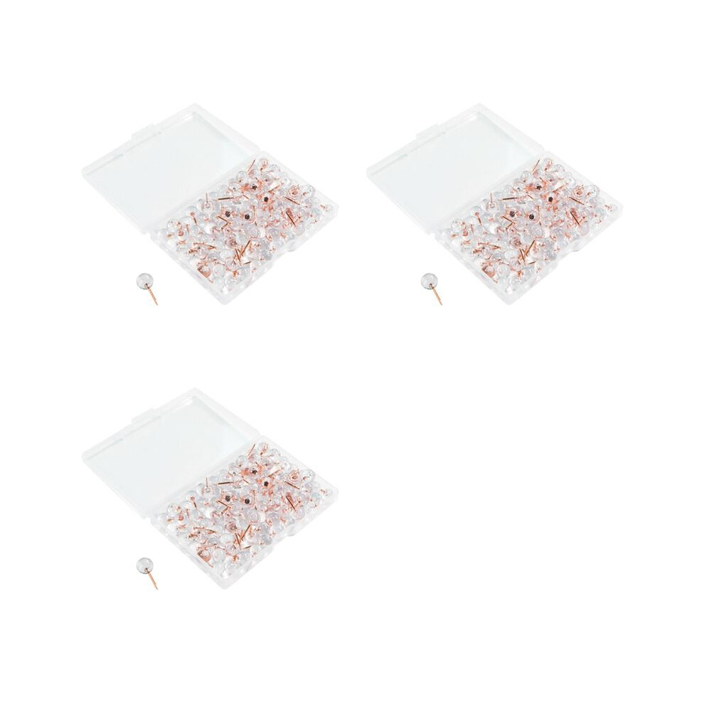 300Pcs Rose Gold Push Pins Thumbtacks Transparent Plastic Round Map Tacks 6031762648128