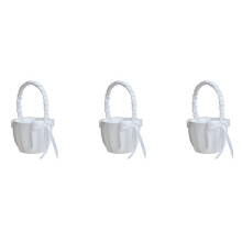 3X Romantique Blanc Satine de Noeud Papillon, Fete de Mariage, Fille de Fleur, Panier