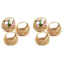 6Pcs Rattan Basket Half Moon Wicker Basket Willow Straw Basket Woven Basket with Handle Wedding Flower Girl Baskets