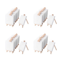 4 x 4 Zoll Lein Wand und 8 x 16 cm Holz Staffelei Set Malerei und Malerei Schule Student Kunst Bedarf, 48 Packungen