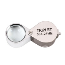 4 Piezas Portátil 30X Poder 21mm Lupa de Joyeros Lupa de Ojos Dorados Joyería Lupa con Caja Exquisita