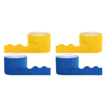 4 Rotoli Bordi Perimetrale Bordo Smerlato Decorazione Sfondo Carta per Bordi Decorativi (Giallo E Blu)
