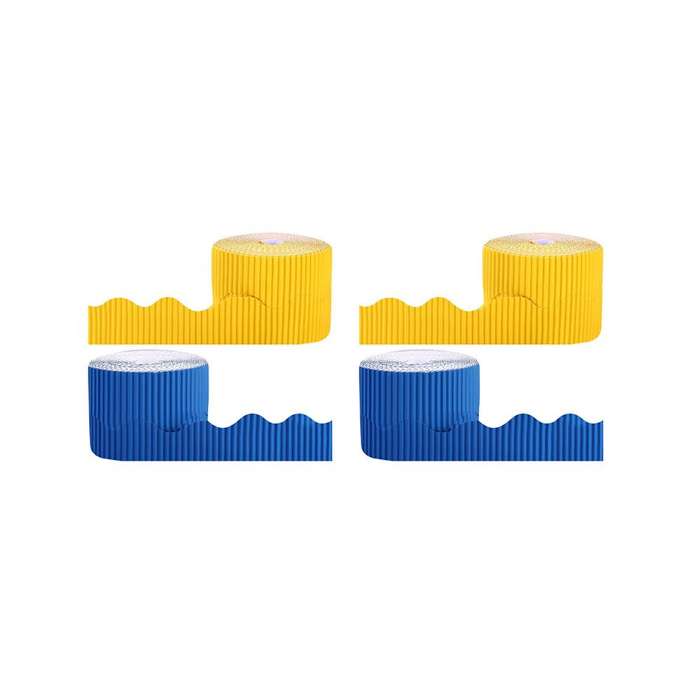 4 Rolls Bulletin Board Borders Scalloped Border Decoration Background Paper For Decorative Borders (Yellow And ) 6032469444402