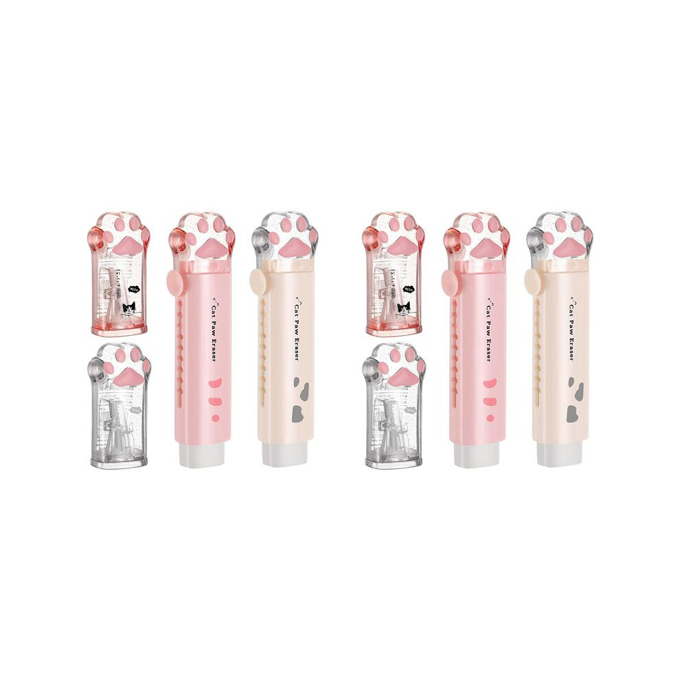 8 Pcs Cute Cat Paw Pencil Sharpener And Cat Paw Shaped Retractable Eraser Kawaii Pencil Sharpener Cat School Supplies 6033239456434