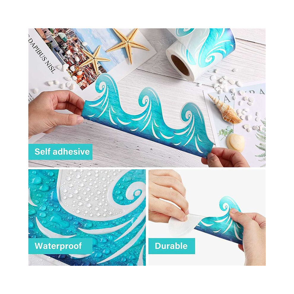 2X Ocean Wave Bulletin Board Border Sticker Classroom Blackboard Bulletin Board Paper Self-Adhesive Border Trim 6034187845783