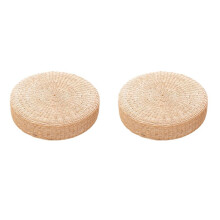 2X Alfombrillas de Yoga de 45cm Puf Redondo Tatami Almohada de Suelo Cojín de Asiento Paja Meditación Engrosamiento Equipo de Yoga Suave