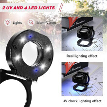 2 Stk 25-Fache Lupenlupe mit 6 Lichtern, Dreifach Klappbarer USB-Desktop-Tragbarer Metallaugenlupe Zum Nähen Von Lupen