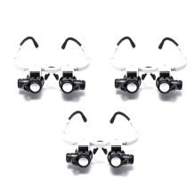 3pcs 8X 15X 23X Double Eye Loupe Wearing Repair Jeweler Watch Clock Magnifier Illuminated Magnifying Glass