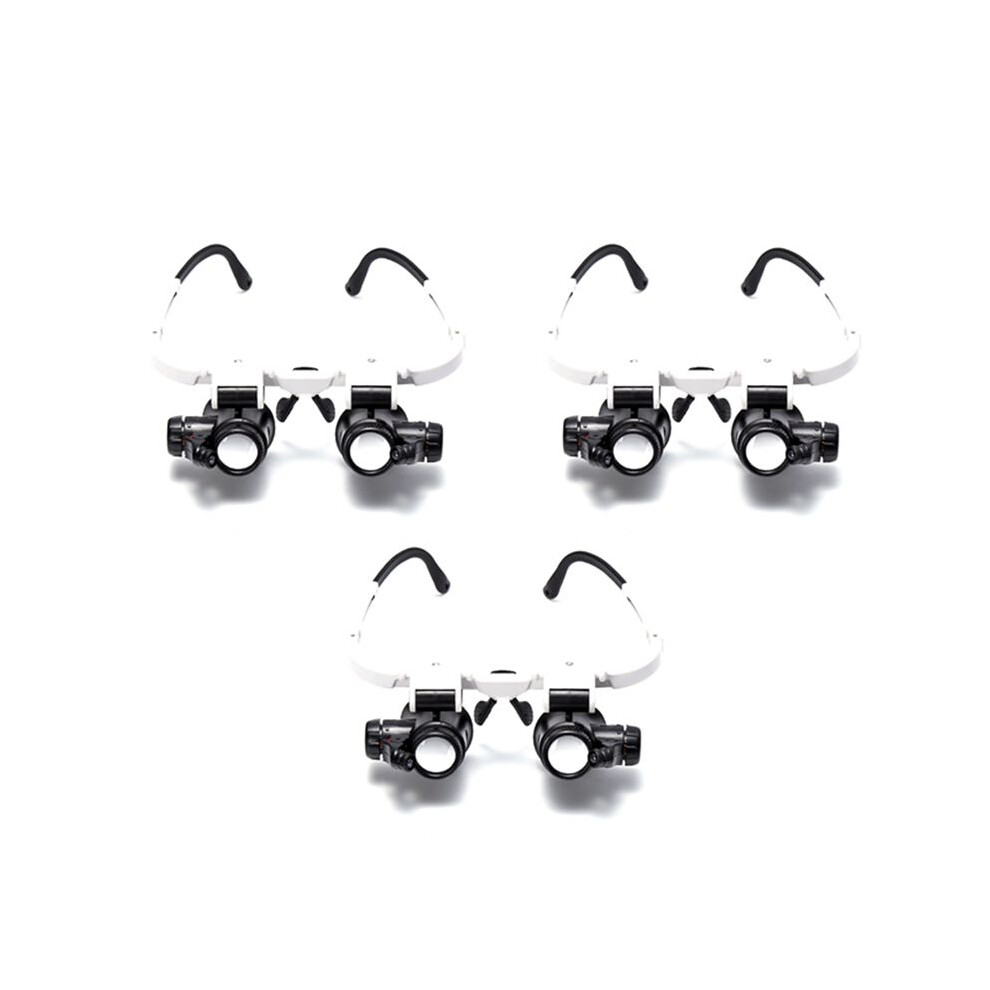 3pcs 8X 15X 23X Double Eye Loupe  Wearing Repair Jeweler Watch Clock Magnifier Illuminated Magnifying Glass