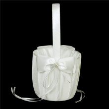 5X Faux Pearl Flower Wedding Flower Girl Basket Bowknot Decor Ivory