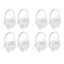 8 Pack Wedding Satin Flower Basket,Romantic Bowknot Party Rose Flower Girl Basket