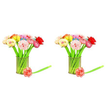 48 Pezzi Fiore Penne Vari Colori Margherita Rosa Garofano Penna un Sfera Novità Artificiale Rosa Penna 0,5 mm Nero Inchiostro Penna
