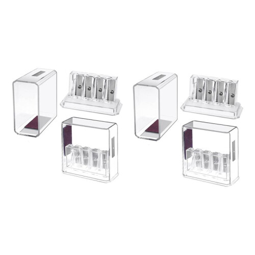 4Pcs Carpenter Pencil Sharpener Long Point Manual Pencil Sharpener with Plastic Lid 4 Holes Handheld Pencil Sharpener 1
