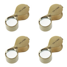 4pcs 10x Magnifying Magnifier Glass Jewellers Eye Foldable Jewelry Loop Loupe(Golden)