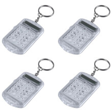 4X Clear Plastic Casing 8 Digits Electronic Calculator W Keychain