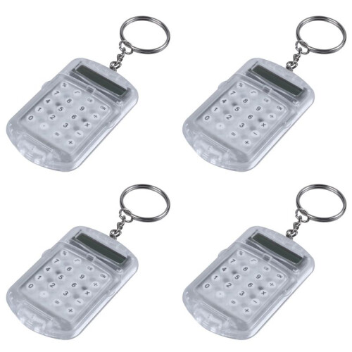 4X Clear Plastic Casing 8 Digits Electronic  Calculator W Keychain