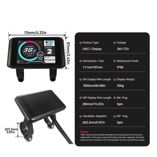 Three-Mode Ebike Sine Wave Controller 36/48/52V 40A with LCD UCK1 Color Display E-Scooter Parts 1