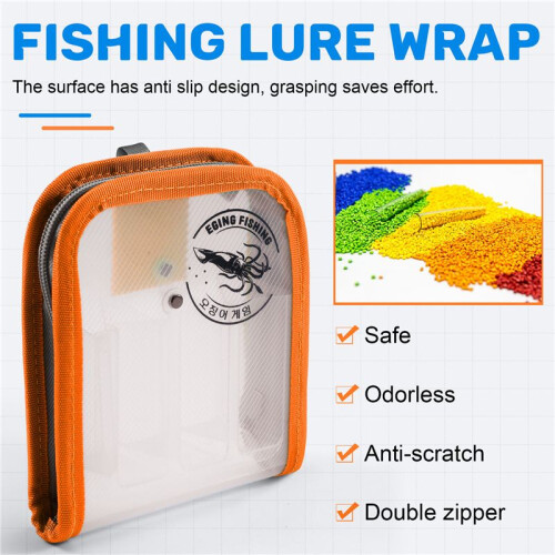 Fishing Lure Wrap Clear Lure Covers for Rod Fabric Hook Orange 2