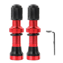 2PCS Bicycle Schrader A/V Valves 40mm CNC Machined Anodized Nipple for MTB Road Bike Tubeless Rims,Red
