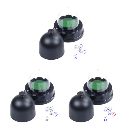 3X Automatic Dice Roller Cup Battery Powered Pub Bar Party Game  with 5 Dices Black