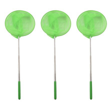 3X Outdoor Catching Catching Butterfly Net Fishing Net Bag Stainless Steel Telescopic Fishing Net Tool Green