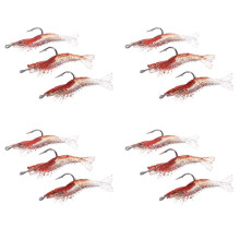 12Pcs 6cm/3g Artificial Fishing Lure Bionic Shrimp Prawn Soft Bait Noctilucent Luminous Lifelike with Hook Red