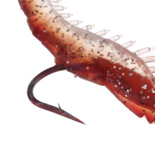 12Pcs 6cm/3g Artificial Fishing Lure Bionic Shrimp Prawn Soft Bait Noctilucent Luminous Lifelike with Hook Red