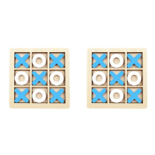 2X Houten Bord Tic-Tac Toe Spel XO Tafelspel Speelgoed Klassiek Familie Kinderen Puzzelspel Educatief Speelgoed Blauw+Wit