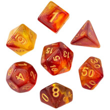 Red+Yellow Set of 7 Two-Color Multi-Faceted Digital Dice Running Group Game Colorful Dice DND