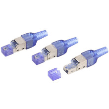 CAT8 RJ45 Conector Plug Sem Ferramenta de Crimpagem CAT8 40 Gbps 50U Liga de Zinco Blindado Cabo de Rede RJ45 Plug (Azul)