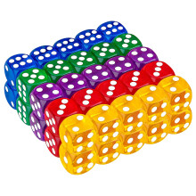 50Pack 14MM Translucent & Solid 6-Sidiga SpeltäRningar för BräDspel, Aktivitet, Kasinotema, Undervisning i Matematik