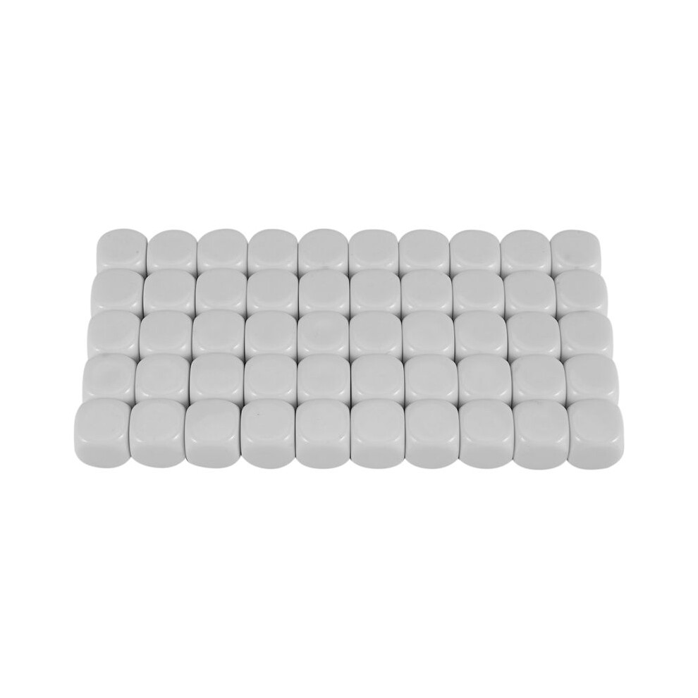 50 Pack 16Mm Blank Dice Set Acrylic Rounded D6 Dice Cubes For Game,Party,Fun,Diy Sticker And Math Teaching White 6031947218641