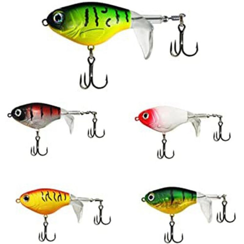 AngelköDer-Set Topwater-KöDer mit Schwimmendem Traktor, Drehbarem Schwanz, Propellerbox, KunstoberfläChe, Harter KöDer, 5-Teilig