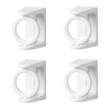 4Pcs Curtain Rod Holder Clamp Hooks Self Adhesive Clothes Rail Bracket 360 Rotation Triangle Ring Adjustable Hooks