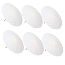 6PCS Paper Parasol Wedding Umbrella Party Favor 60cm Bamboo Umbrellas for Bridal Shower Centerpieces Photo Props