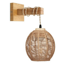 Retro Wall Light Woven Rattan Wood Sconces Living Room Bedside Lamp Vintage Bedroom Decoration Lighting-B