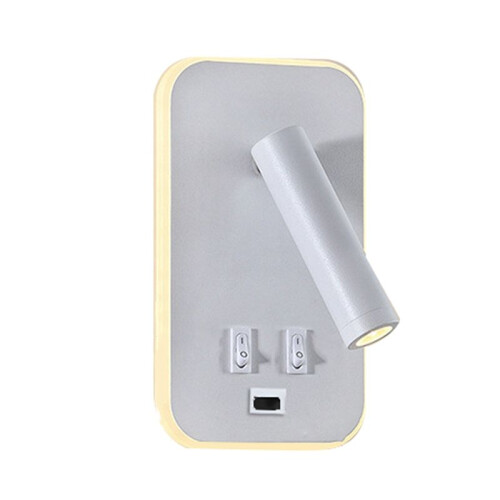 Wall Light Backlight USB Charging 330 Degree Rotation Adjustable Wall Lamp Bedside Study Reading Sconce Lamp White 1