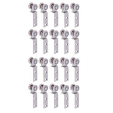20Pcs Bend Pipe Metal Bearing Pulley Block with Two Plastic Wheel for Sliding Door Window Cabinet