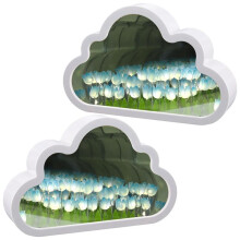 2Sets Wolk Spiegel Tulpenlamp Handgemaakte DIY Tulp Nachtlampje Simulatie Bloemverlichting Kamerdecoratie Blauw