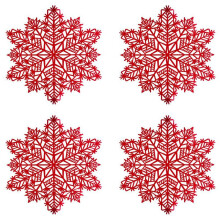 Snowflake Placemats Decorations Red Snowflake Tablemats Kitchen Table Mats for Christmas Holiday Wedding Decorative A