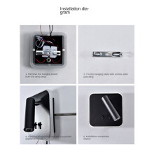 Wandleuchte, Hintergrundbeleuchtung, USB-Aufladung, 330 Grad Drehbar, Verstellbare Wandleuchte, Nachttisch, Arbeitszimmer, Leseleuchte, Weiß