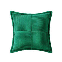 Corduroy Pillow Covers with Splicing Soft Couch Pillow Covers Broadside Striped Decorative Textured Throw Pillows Green