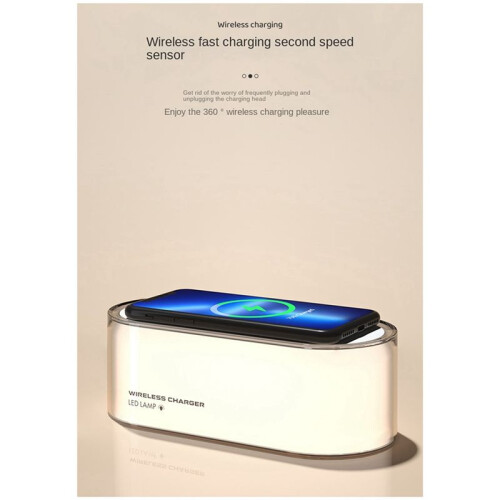 Adjustment Night Light Wireless Charge with LED Touch Bedside Lamp Adjustable Brightness 15W Fast Charge White