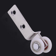 20Pcs Bend Pipe Metal Bearing Pulley Block with Two Plastic Wheel for Sliding Door Window Cabinet