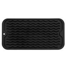 Dish Drying Mat for Multiple Usage, Easy Clean, Eco-Friendly, Heat-Resistant Silicone Mat for Kitchen Counter Black-B