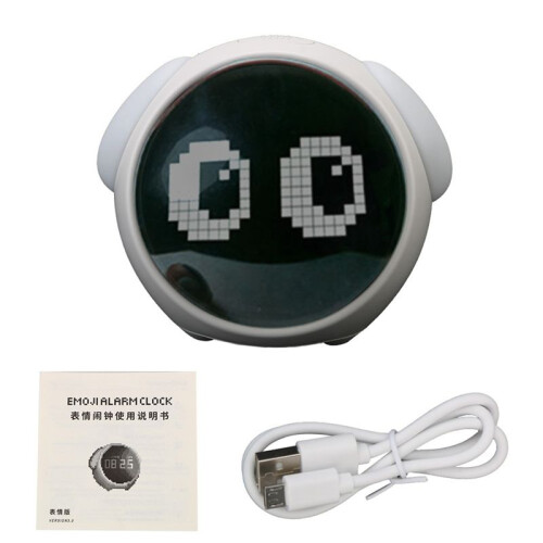 For Home Digital LED Night Light Voice Controlled Light Multifunctional Child Alarm Clock Cute Expression Alarm Clock(A)
