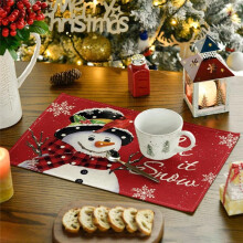 Red Christmas Winter Placemats Set of 6, 12X18 Inch Seasonal Christmas Holiday Table Mats