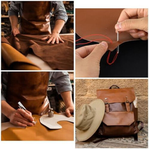 14Pcs Leather Working Tools with 4mm 1/2/4/6 ProngLeather Punch and Large Eye Stitching Needle for Beginners Hand Tools 2