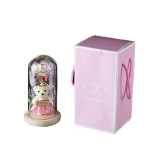 Cadeau de Fleur de Rose Galaxie, Rose Infini dans un DôMe en Verre avec Guirlande Lumineuse LED sur la Rose en Cristal, Cadeaux Uniques pour les