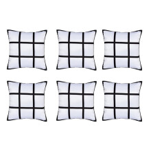 6Pcs Sublimation Blank Panel Pillow Case DIY Polyester Cushion Cover 9 Photo Heat Transfer Printing Throw Pillowcase,L